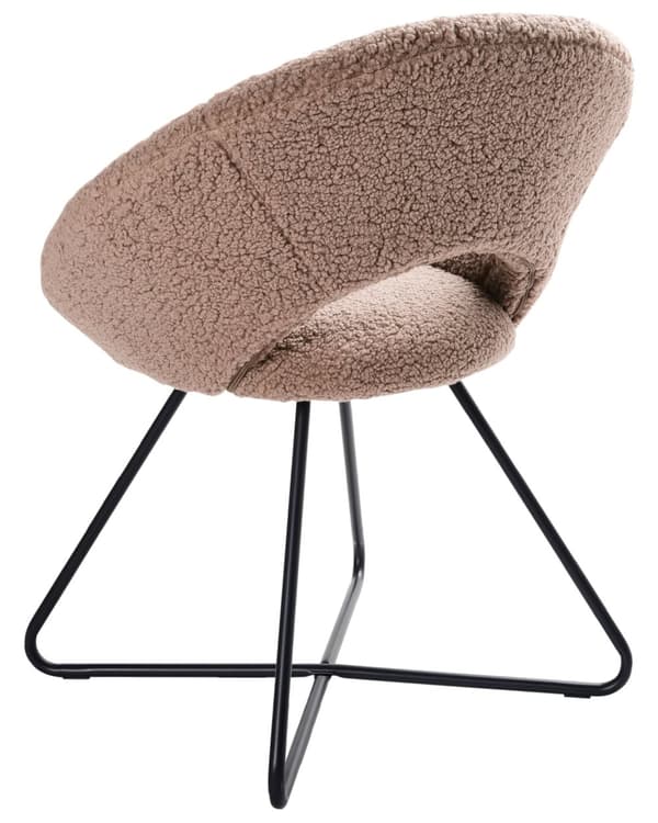 Lenestol Taupe Boucléstoff Svart metallramme Uten armlener Retro design Hvilestol