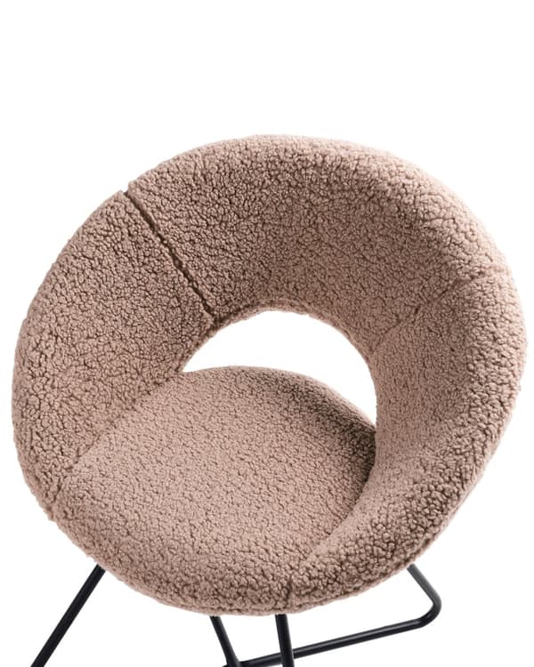 Lenestol Taupe Boucléstoff Svart metallramme Uten armlener Retro design Hvilestol