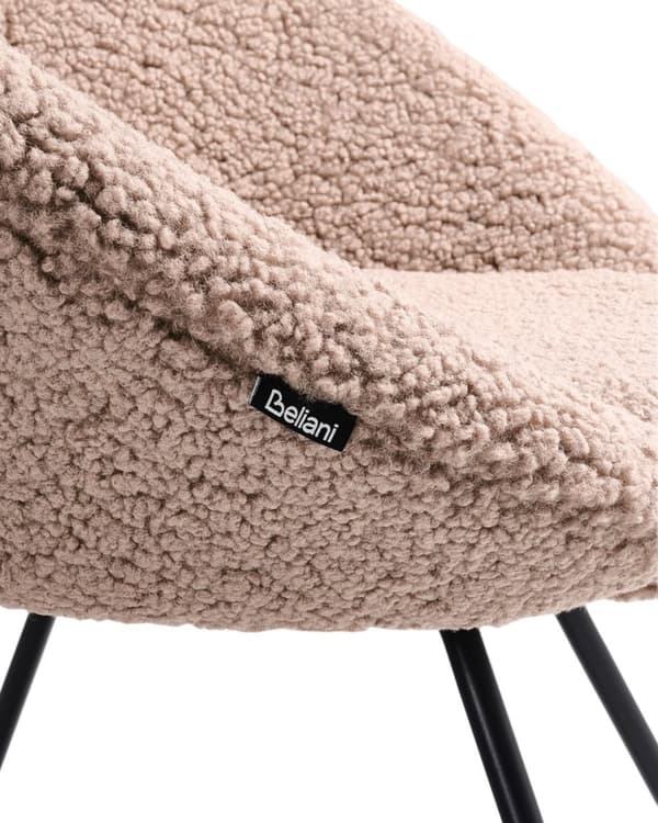 Lenestol Taupe Boucléstoff Svart metallramme Uten armlener Retro design Hvilestol