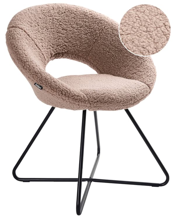 Lenestol Taupe Boucléstoff Svart metallramme Uten armlener Retro design Hvilestol