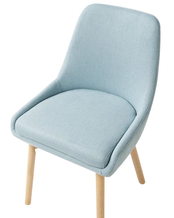 Sæt med 2 stole lyseblå polstret polyester mørke træben tykt sæde
