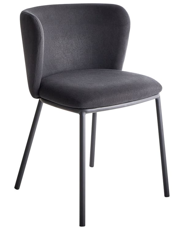 Sæt med 2 spisebordsstole Sort polyesterbetræk Sorte metalben uden armlæn Buet ryglæn Moderne design