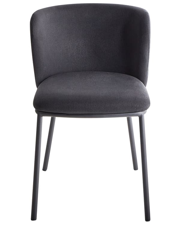 Sæt med 2 spisebordsstole Sort polyesterbetræk Sorte metalben uden armlæn Buet ryglæn Moderne design
