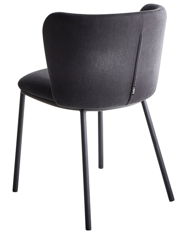 Sæt med 2 spisebordsstole Sort polyesterbetræk Sorte metalben uden armlæn Buet ryglæn Moderne design