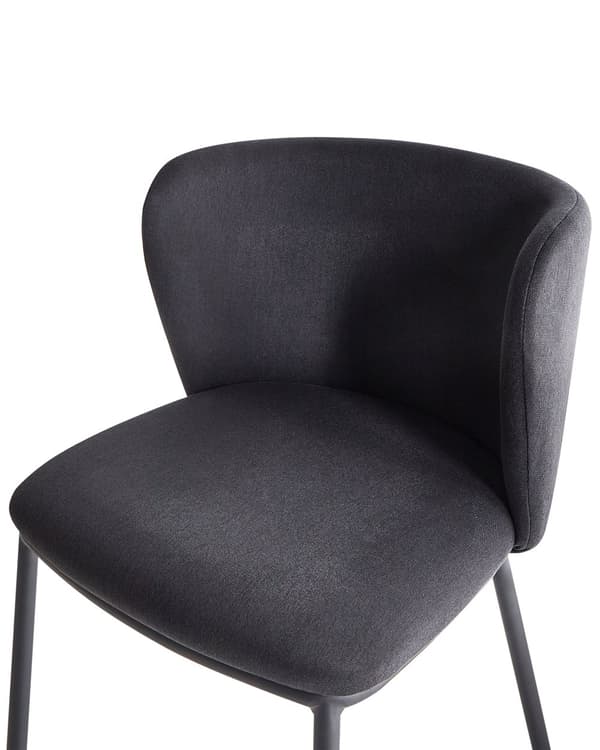 Sæt med 2 spisebordsstole Sort polyesterbetræk Sorte metalben uden armlæn Buet ryglæn Moderne design