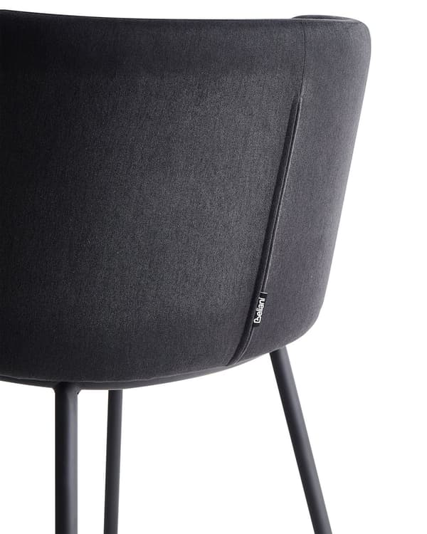Sæt med 2 spisebordsstole Sort polyesterbetræk Sorte metalben uden armlæn Buet ryglæn Moderne design