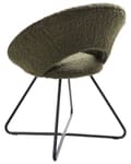 Miniatyrbillede 6 af 11: Lænestol Grøn Bouclé-stof Sort metalstel Uden armlæn Retrodesign Lænestol