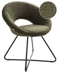 Miniatyrbillede 1 af 11: Lænestol Grøn Bouclé-stof Sort metalstel Uden armlæn Retrodesign Lænestol