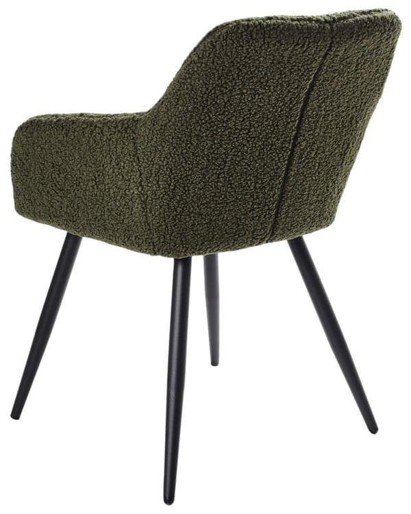 Set om 2 Matstolar Grön Boucle Teddy Tyg Sits Metallben för Matsal Kök