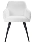Miniatyrbild 4 av 11: Set om 2 Matstolar Off-White Boucle Teddy Tyg Sits Metallben för Matsal Kök