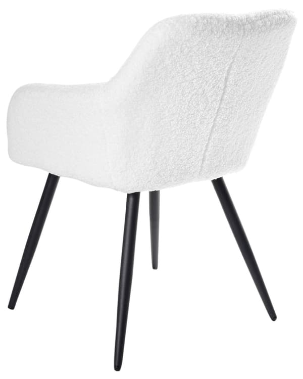 Set om 2 Matstolar Off-White Boucle Teddy Tyg Sits Metallben för Matsal Kök