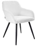 Miniatyrbild 6 av 11: Set om 2 Matstolar Off-White Boucle Teddy Tyg Sits Metallben för Matsal Kök
