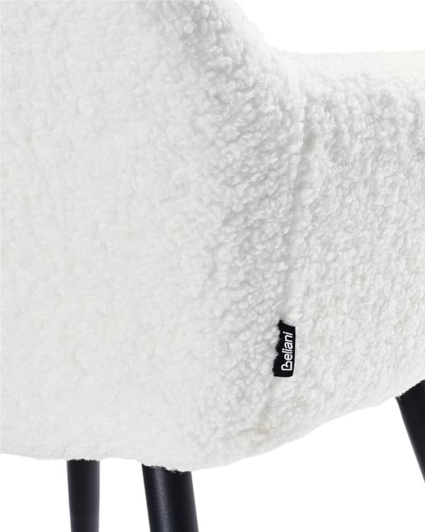 Set om 2 Matstolar Off-White Boucle Teddy Tyg Sits Metallben för Matsal Kök