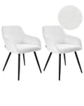 Miniatyrbild 1 av 11: Set om 2 Matstolar Off-White Boucle Teddy Tyg Sits Metallben för Matsal Kök