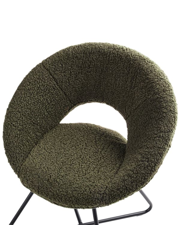 Stol Grön Boucle-klädsel utan Armstöd Svart Korsfot Stålram Retro Design