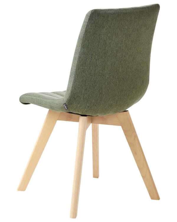 Spisebordsstol Grøn Polyester Stof Sæt af 2 Spisestole Moderne Spisestuestol Polstrede Stole til Spisebord med Træben Design