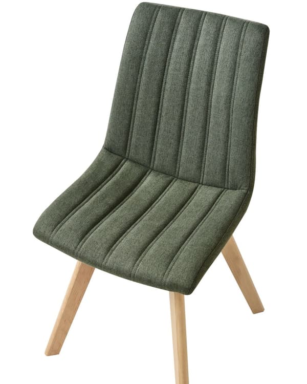 Spisebordsstol Grøn Polyester Stof Sæt af 2 Spisestole Moderne Spisestuestol Polstrede Stole til Spisebord med Træben Design