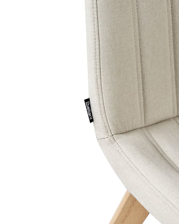 Spisebordsstol Off White Polyester Stof Sæt af 2 Spisestole Moderne Spisestuestol Polstrede Stole til Spisebord med Træben Design