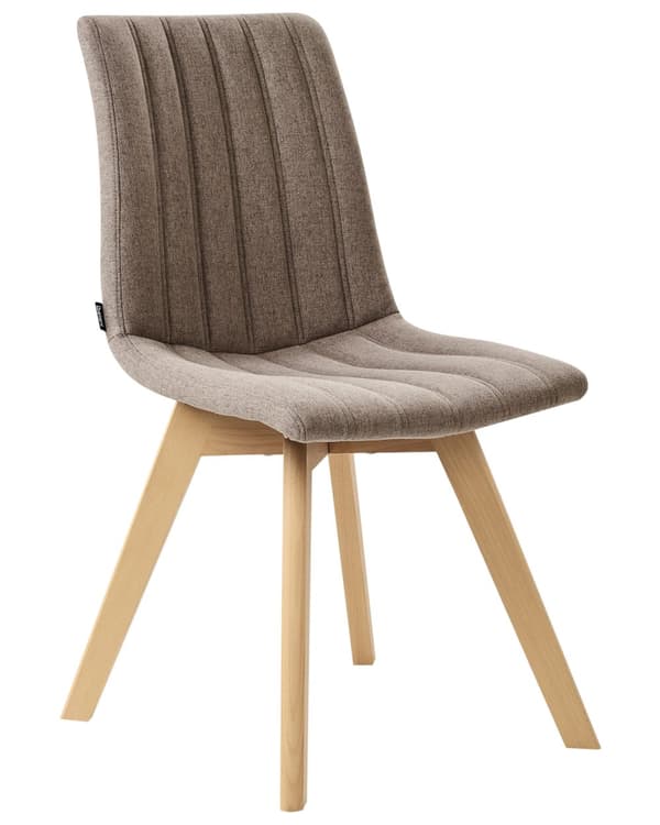 Spisebordsstol Brun Polyester Stof Sæt af 2 Spisestole Moderne Spisestuestol Polstrede Stole til Spisebord med Træben Design