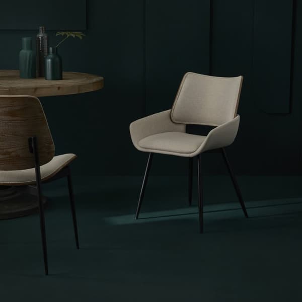 Lot de 2 chaises en tissu beige H81 cm - HORTENSE