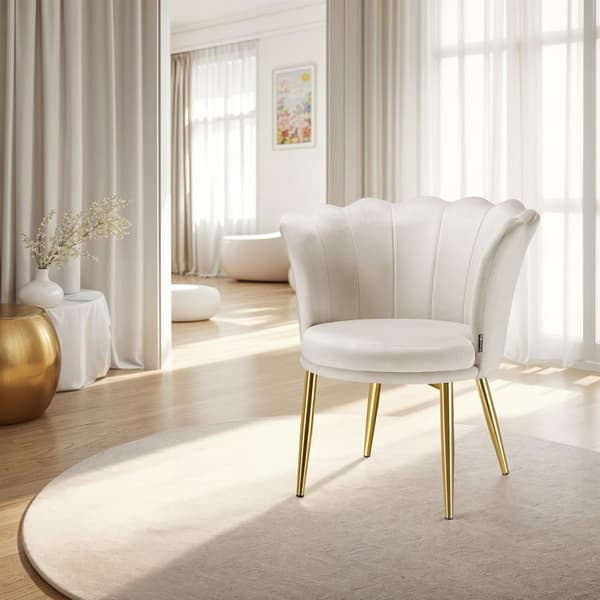 Stoppad stol Stella, 67x64x76cm - Sammet crème/guld