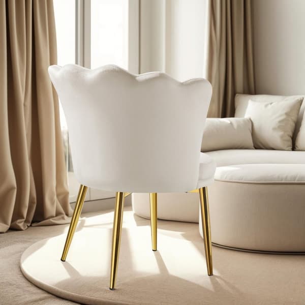 Stoppad stol Stella, 67x64x76cm - Sammet crème/guld
