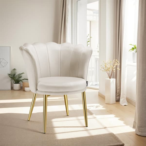 Stoppad stol Stella, 67x64x76cm - Sammet crème/guld