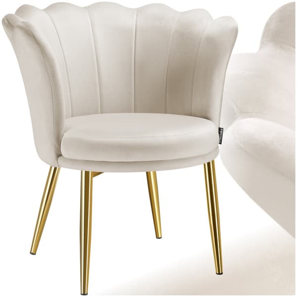 Stoppad stol Stella, 67x64x76cm - Sammet crème/guld