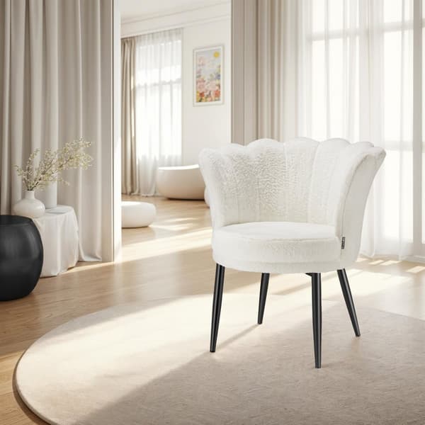 Stoppad stol Stella, 67x64x76cm - Fuskpäls crème/svart