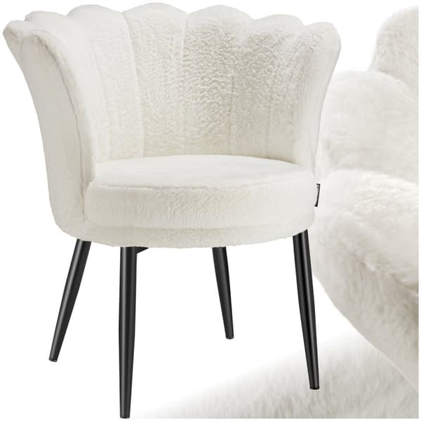 Stoppad stol Stella, 67x64x76cm - Fuskpäls crème/svart