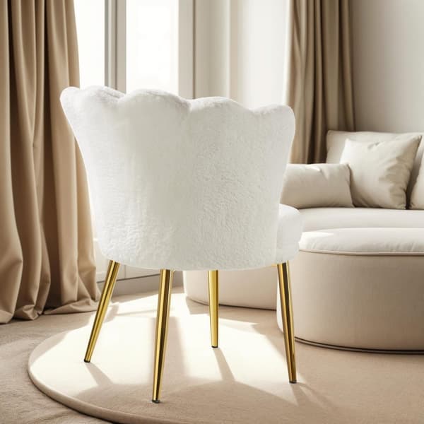 Sofa Stella, tyk polstring, 67x64x76cm - Kunstpels creme/guld