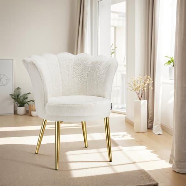 Sofa Stella, tyk polstring, 67x64x76cm - Kunstpels creme/guld