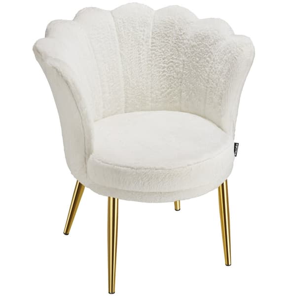 Sofa Stella, tyk polstring, 67x64x76cm - Kunstpels creme/guld