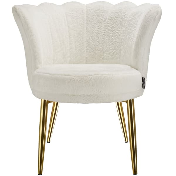 Sofa Stella, tyk polstring, 67x64x76cm - Kunstpels creme/guld