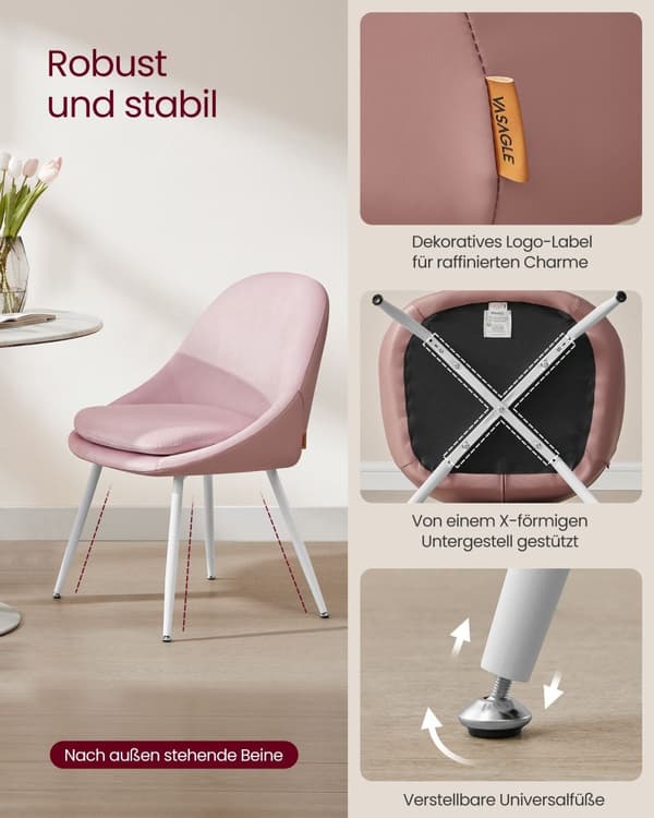 Matsalstoluppsättning av 2 med kuddar pastellrosa och molnvit