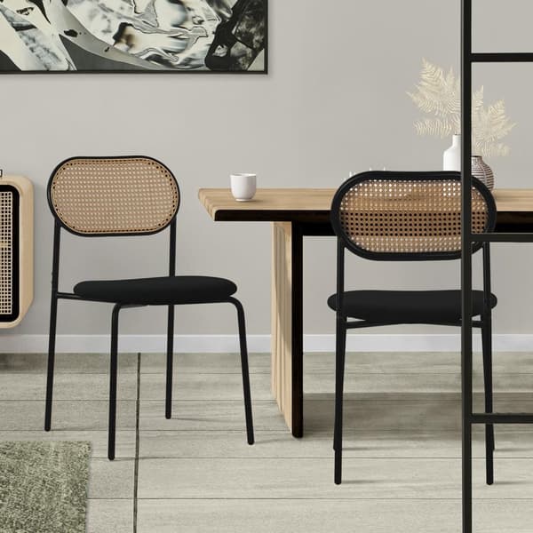 Matstol set om 2 svart upp till 120 kg rotting ryggstöd ML-Design