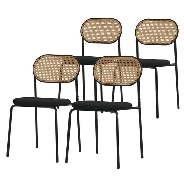 Matstol set om 4 svart upp till 120 kg rotting ryggstöd ML-Design