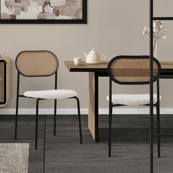 Matstol set om 2 beige upp till 120 kg rotting ryggstöd ML-Design