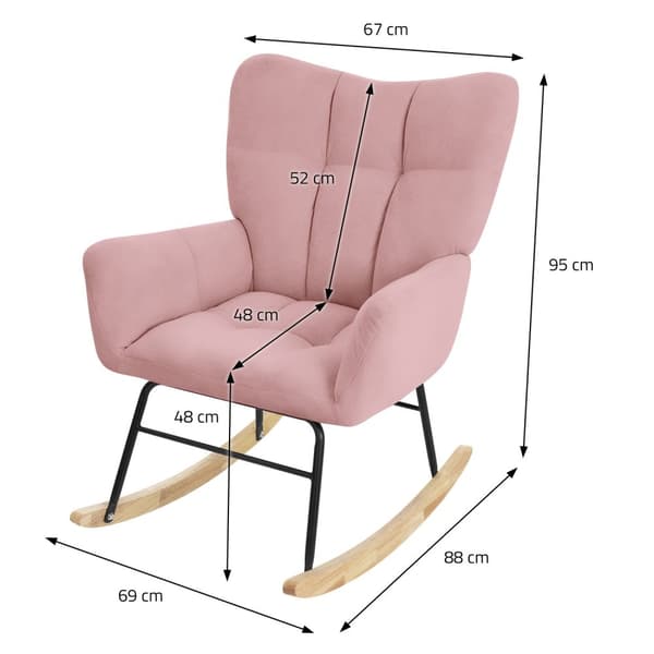 Gyngestol med armlæn i håndklæde pink op til 120 kg gyngestol i naturtræ Relax stol