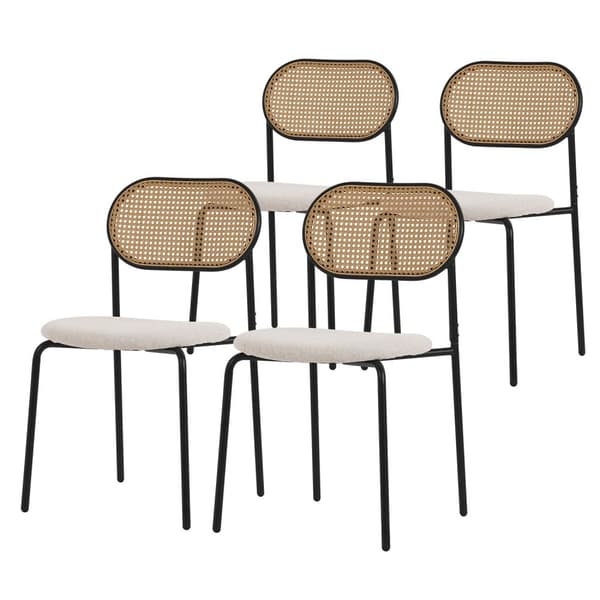 Matstol set om 4 beige upp till 120 kg rotting ryggstöd ML-Design