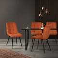 Miniatyrbild 7 av 7: Matstolar set om 6 orange köksstolar med polyesterklädsel och stålben ML design