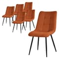 Miniatyrbild 1 av 7: Matstolar set om 6 orange köksstolar med polyesterklädsel och stålben ML design