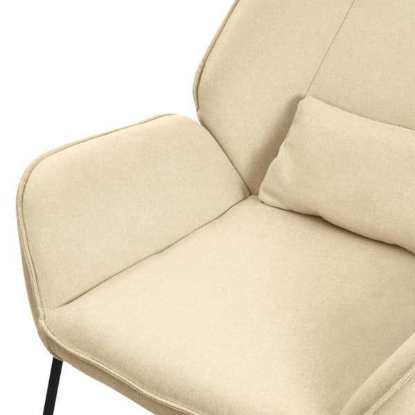 Vardagsrumsfåtölj Loungestol Sand med ryggdyna upp till 120 kg Polyesteröverdrag i linneutseende ML-design