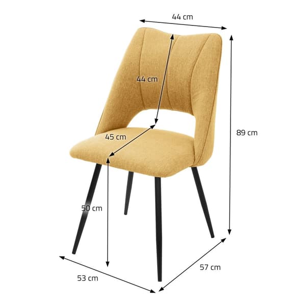 Matstol set om 2 senapsgul stoppad inkl. monteringsmaterial Stoppad stol Köksstol ML design