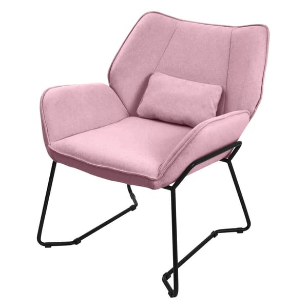 Vardagsrumsfåtölj loungefåtölj rosa med ryggdyna upp till 120 kg Polyesteröverdrag i linneutseende ML design