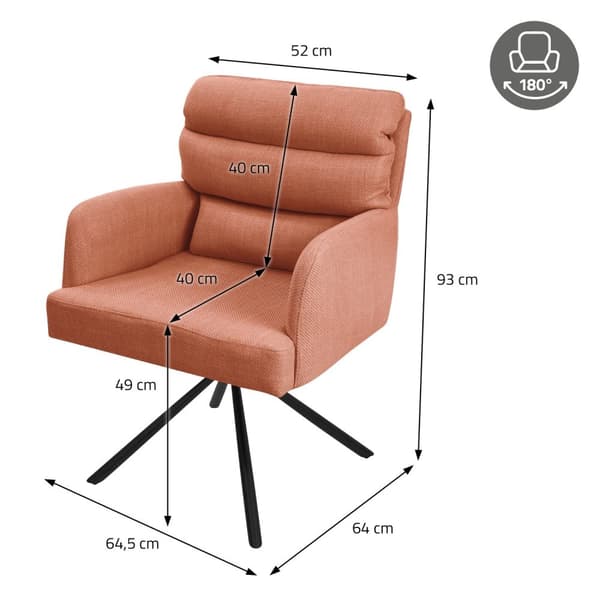Matstol orange snurrbar med avtagbar ryggdyna stoppad upp till 120 kg ML design