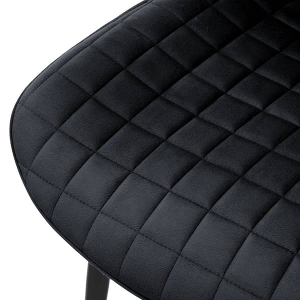 Matstol set om 6 svart med sammetsöverdrag och stålben Köksstol med ryggstöd ML design