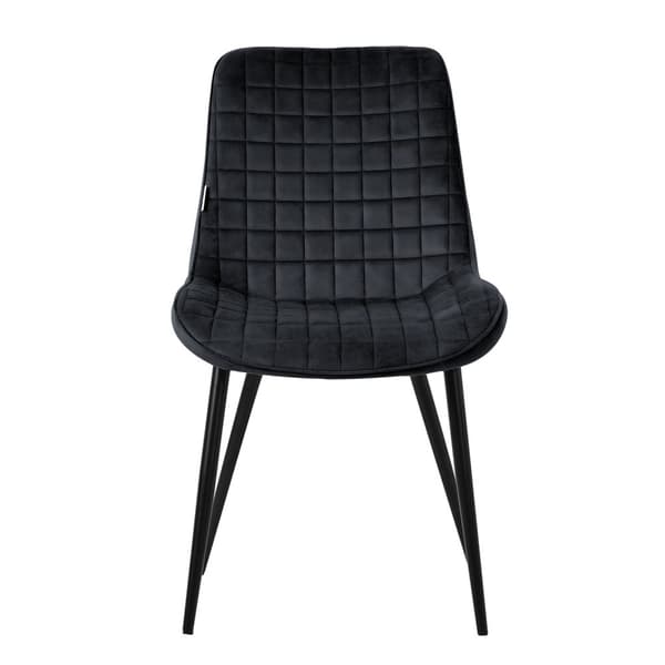 Matstol set om 6 svart med sammetsöverdrag och stålben Köksstol med ryggstöd ML design