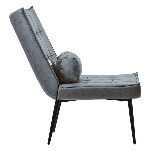 Relaxfåtölj antracit med nackstöd PU-läderklädsel med metallben ML-design