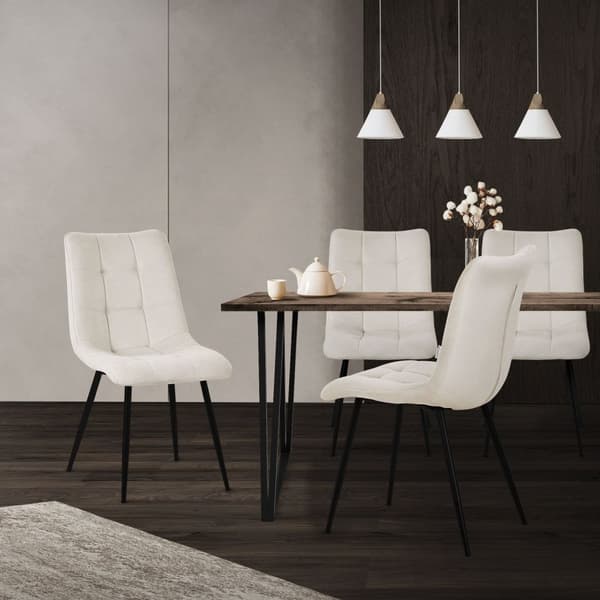 Matstolar set om 6 Beige köksstol med polyesterklädsel och stålben ML-Design